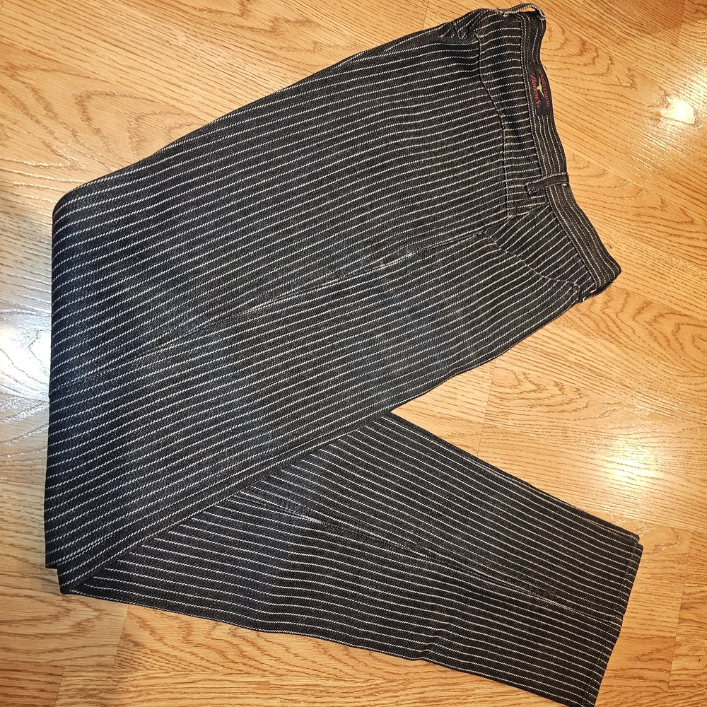 JEWELLS CLASSIC BOTTOMS Women's High Rise Pinstripe Jeans - Black and White